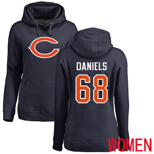 Chicago Bears Navy Blue Women James Daniels Name and Number Logo NFL Football #68 Pullover Hoodie Sweatshirts